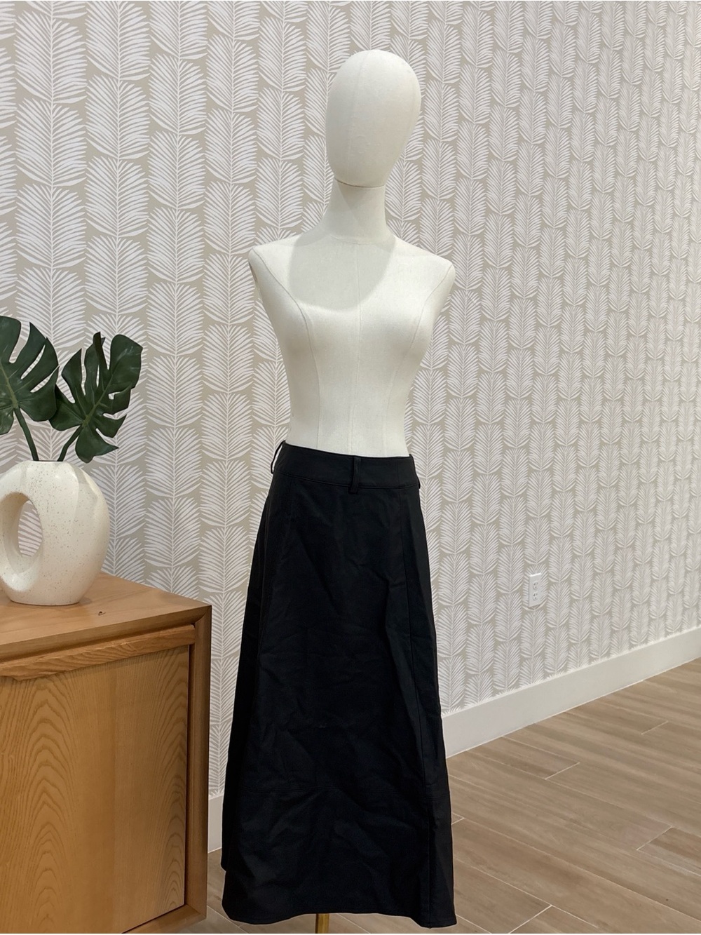 Haute Monde Black Midi A-Line Skirt